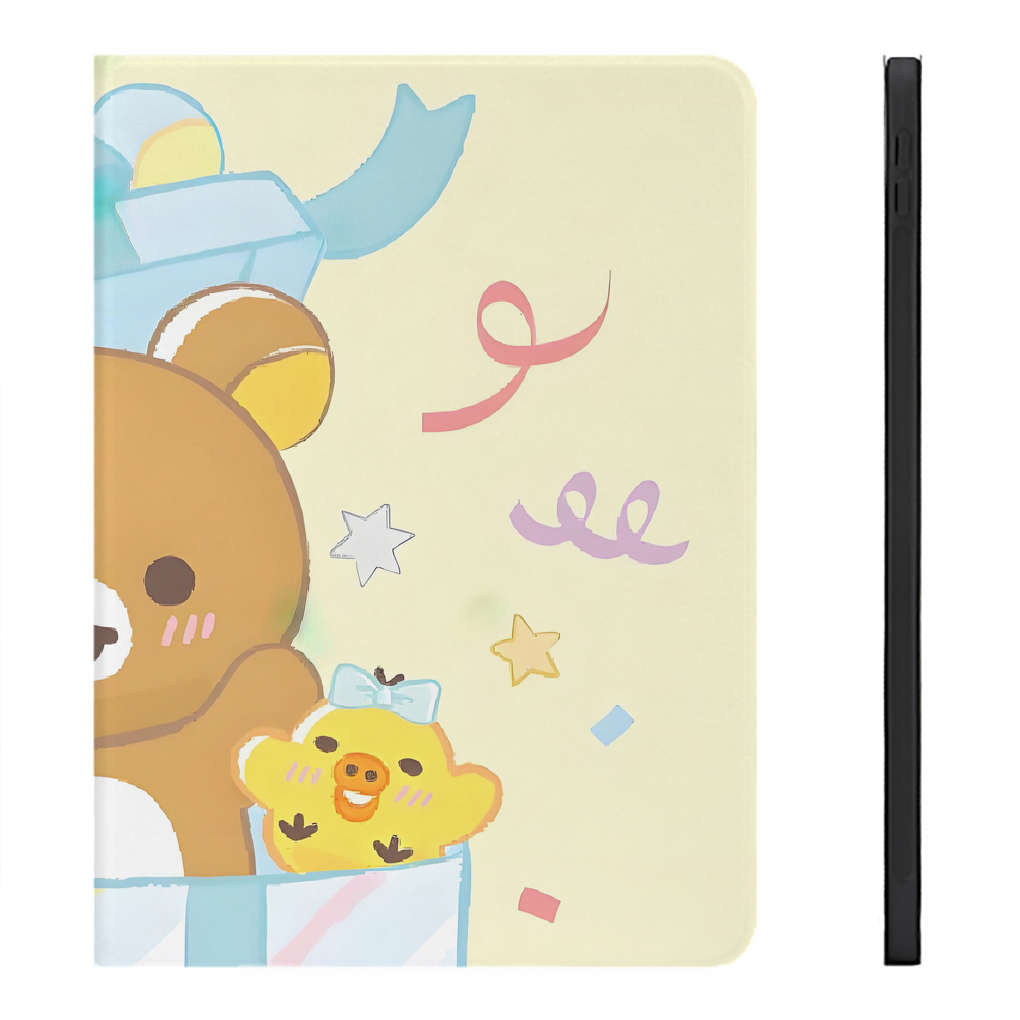 （画像用） リラックマ リラックマ キイロイトリ Rilakkuma Korilakkuma Kiiroitori IPadケース ペンホルダー付き ブックスタイルデザイン